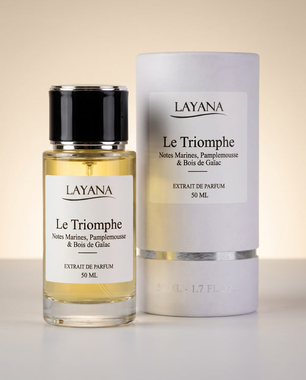 LAYANA Le Triomphe — packaging — Notes Marines, Pamplemousse & Bois de Gaïac