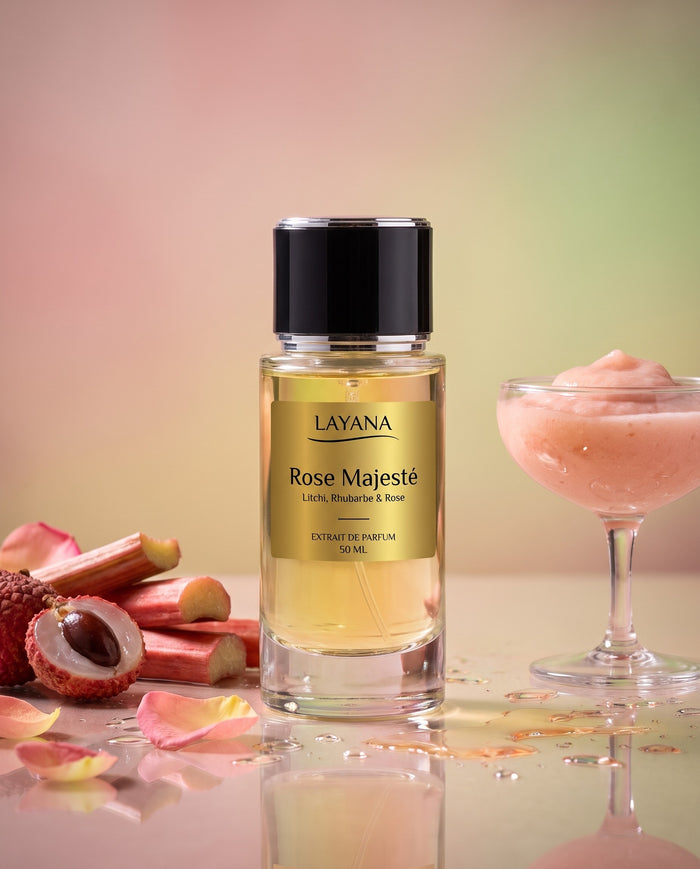 LAYANA Rose Majesté — extrait de parfum 50 ml — Litchi, Rhubarbe & Rose